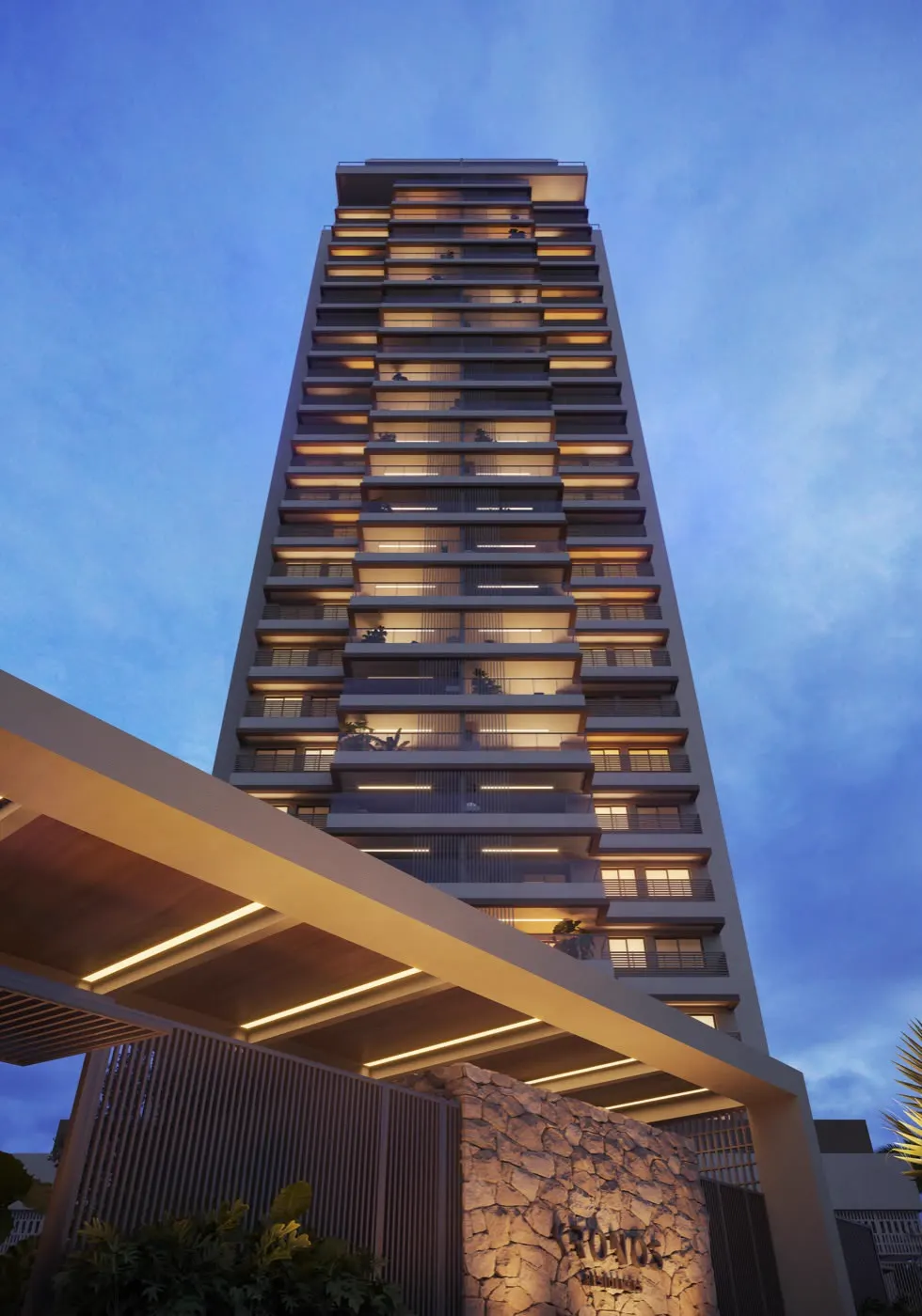 KRONOS by Tegra — Fachada noturna